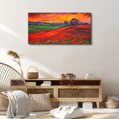 Sunset over the red field Canvas print