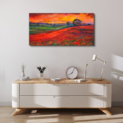 Sunset over the red field Canvas print