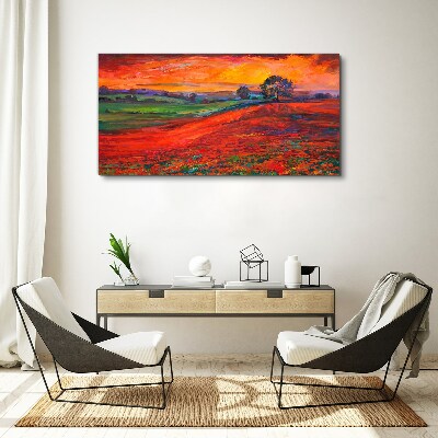Sunset over the red field Canvas print