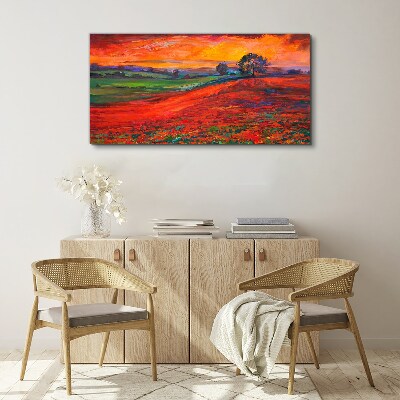 Sunset over the red field Canvas print