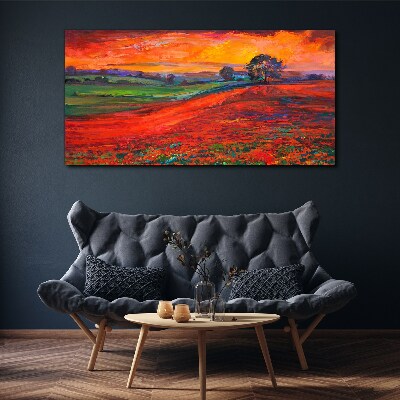 Sunset over the red field Canvas print