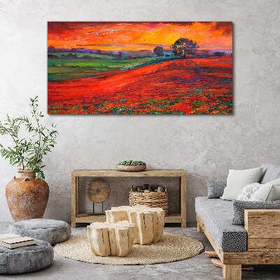Sunset over the red field Canvas print