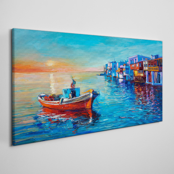 A quiet port in the setting sun Canvas print