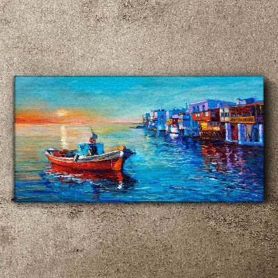 A quiet port in the setting sun Canvas print