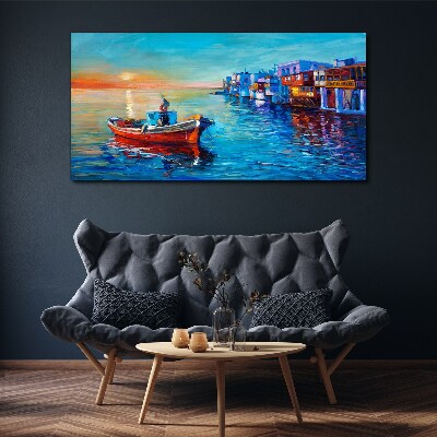 A quiet port in the setting sun Canvas print