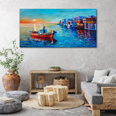 A quiet port in the setting sun Canvas print