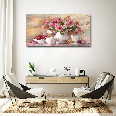 Abstract flowers cups Canvas Wall art
