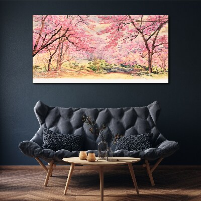 Spring landscape in shades of pink Canvas Wall art