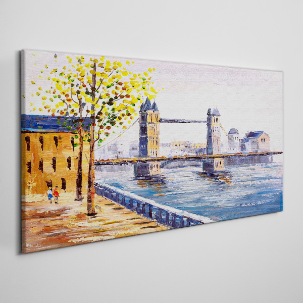 London Bridge with Autumn Trees Canvas Wall art