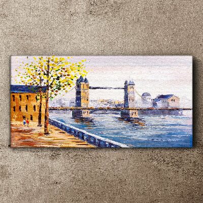 London Bridge with Autumn Trees Canvas Wall art