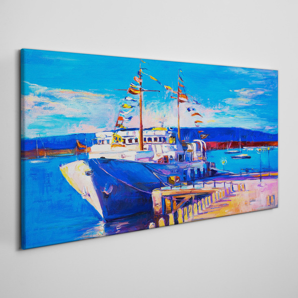 Marina on a sunny day Canvas Wall art