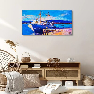 Marina on a sunny day Canvas Wall art
