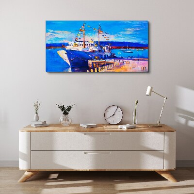 Marina on a sunny day Canvas Wall art