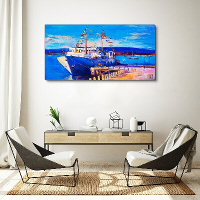 Marina on a sunny day Canvas Wall art