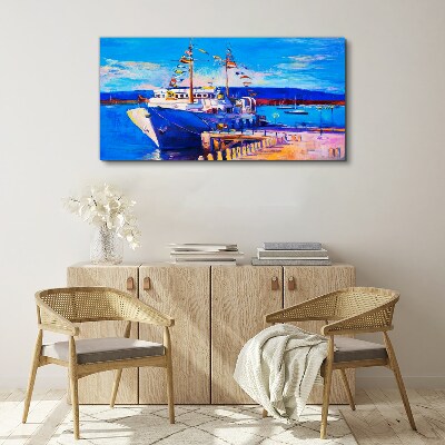 Marina on a sunny day Canvas Wall art