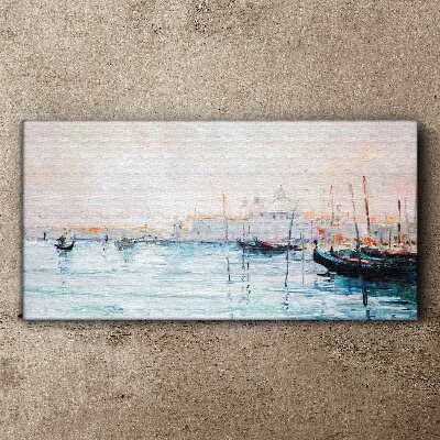 A quiet port in the morning Canvas print