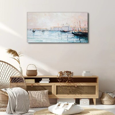 A quiet port in the morning Canvas print