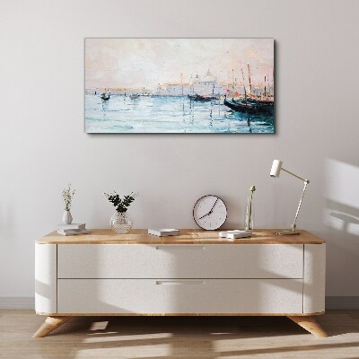 A quiet port in the morning Canvas print