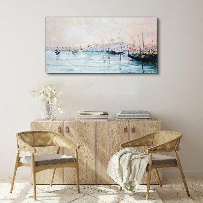 A quiet port in the morning Canvas print