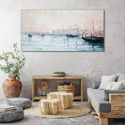 A quiet port in the morning Canvas print