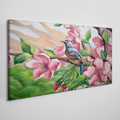 Abstract flowers bird Canvas Wall art