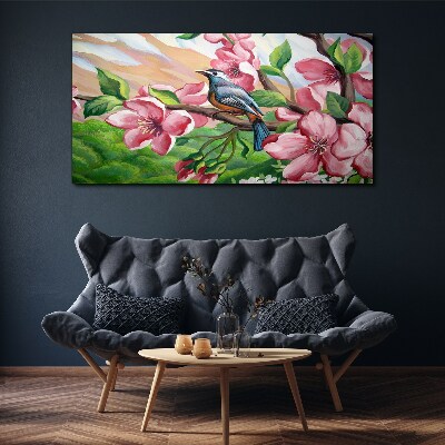 Abstract flowers bird Canvas Wall art