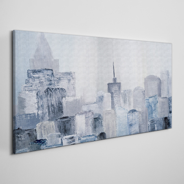 Gray-blue city panorama Canvas Wall art