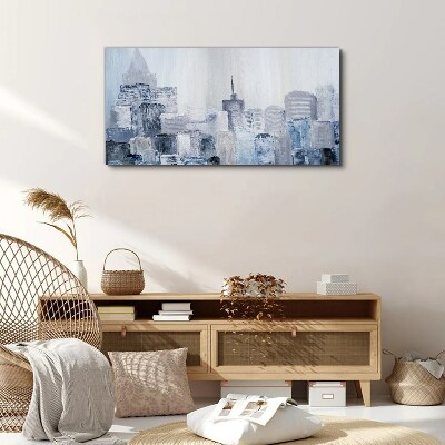 Gray-blue city panorama Canvas Wall art