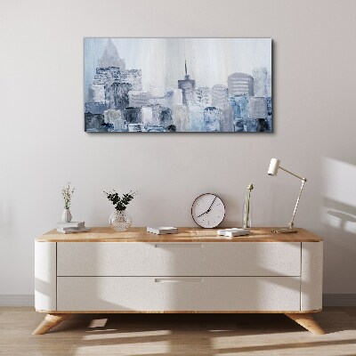 Gray-blue city panorama Canvas Wall art