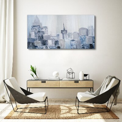 Gray-blue city panorama Canvas Wall art