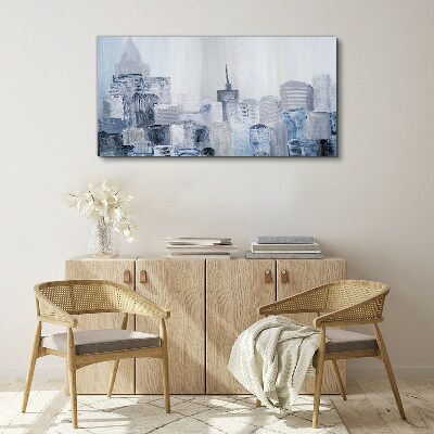 Gray-blue city panorama Canvas Wall art