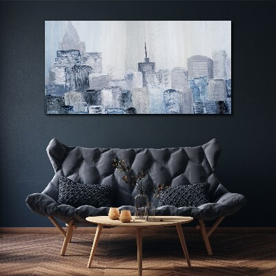 Gray-blue city panorama Canvas Wall art