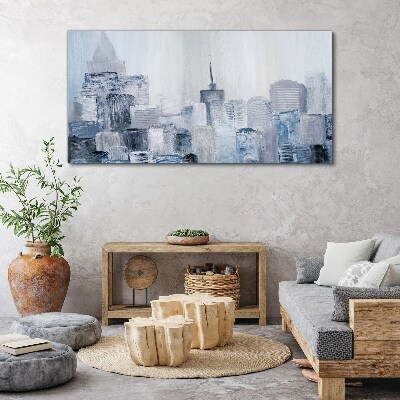 Gray-blue city panorama Canvas Wall art