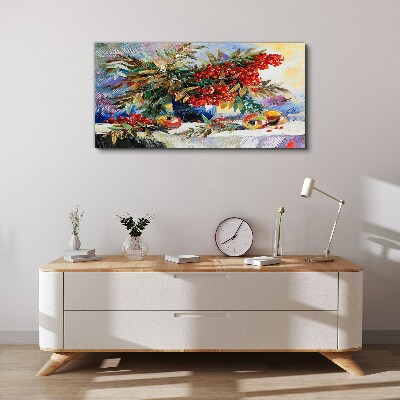 Fruit bouquet with rowan Canvas Wall art
