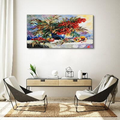 Fruit bouquet with rowan Canvas Wall art