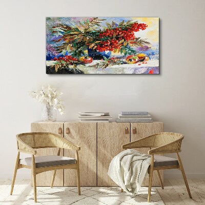 Fruit bouquet with rowan Canvas Wall art