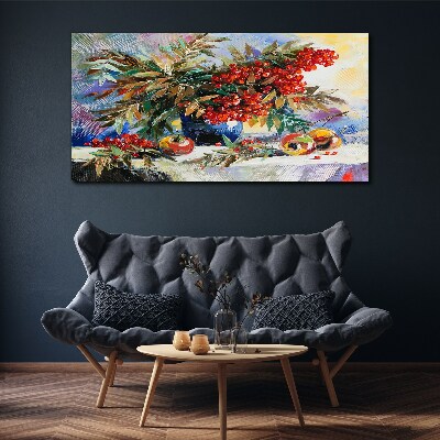 Fruit bouquet with rowan Canvas Wall art
