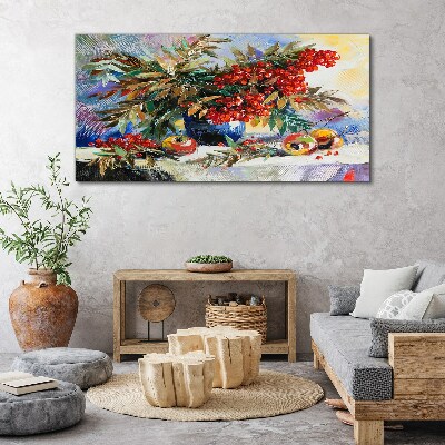 Fruit bouquet with rowan Canvas Wall art