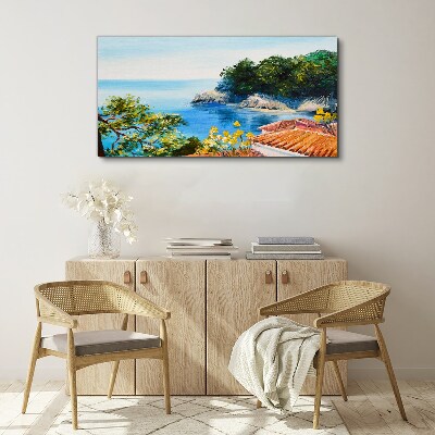 The peaceful shore of the sea landscape Canvas print
