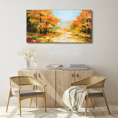 Autumn forest path Canvas print