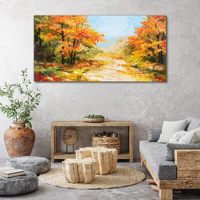 Autumn forest path Canvas print