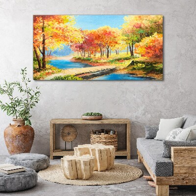 Forest bridge water Canvas print