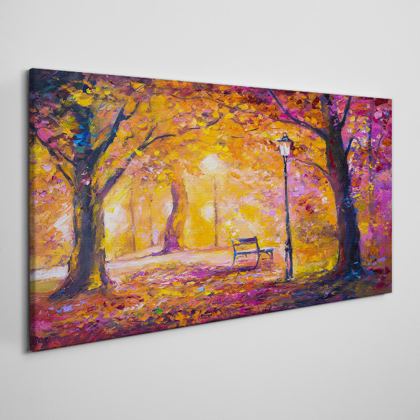Golden autumn in the park Canvas Wall art