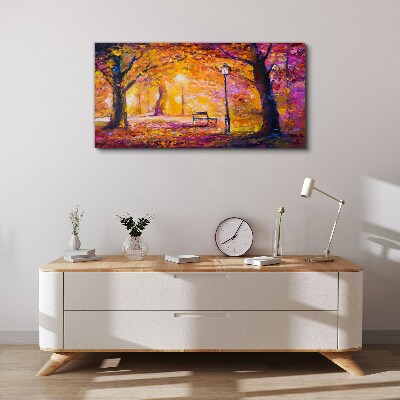 Golden autumn in the park Canvas Wall art
