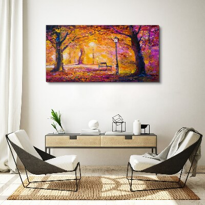 Golden autumn in the park Canvas Wall art
