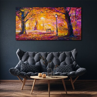 Golden autumn in the park Canvas Wall art