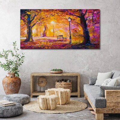 Golden autumn in the park Canvas Wall art