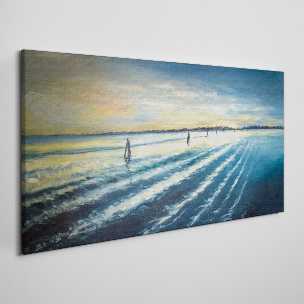 A quiet port at sunset Canvas print