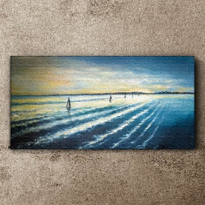 A quiet port at sunset Canvas print