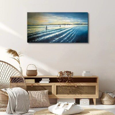 A quiet port at sunset Canvas print